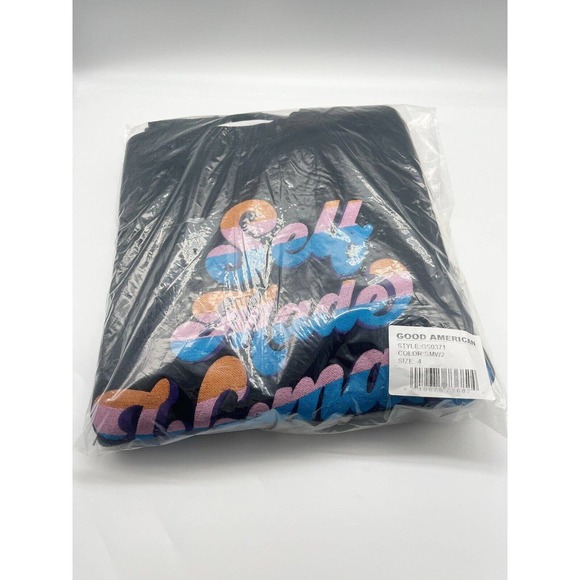 NWT Good American X B Project Self Made Woman Black Crewneck Sweatshirt Size XL - Picture 5 of 8